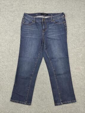 Liverpool Cropped Jeans Straight Jeans Womens 8 Blue Medium Wash Mid Rise